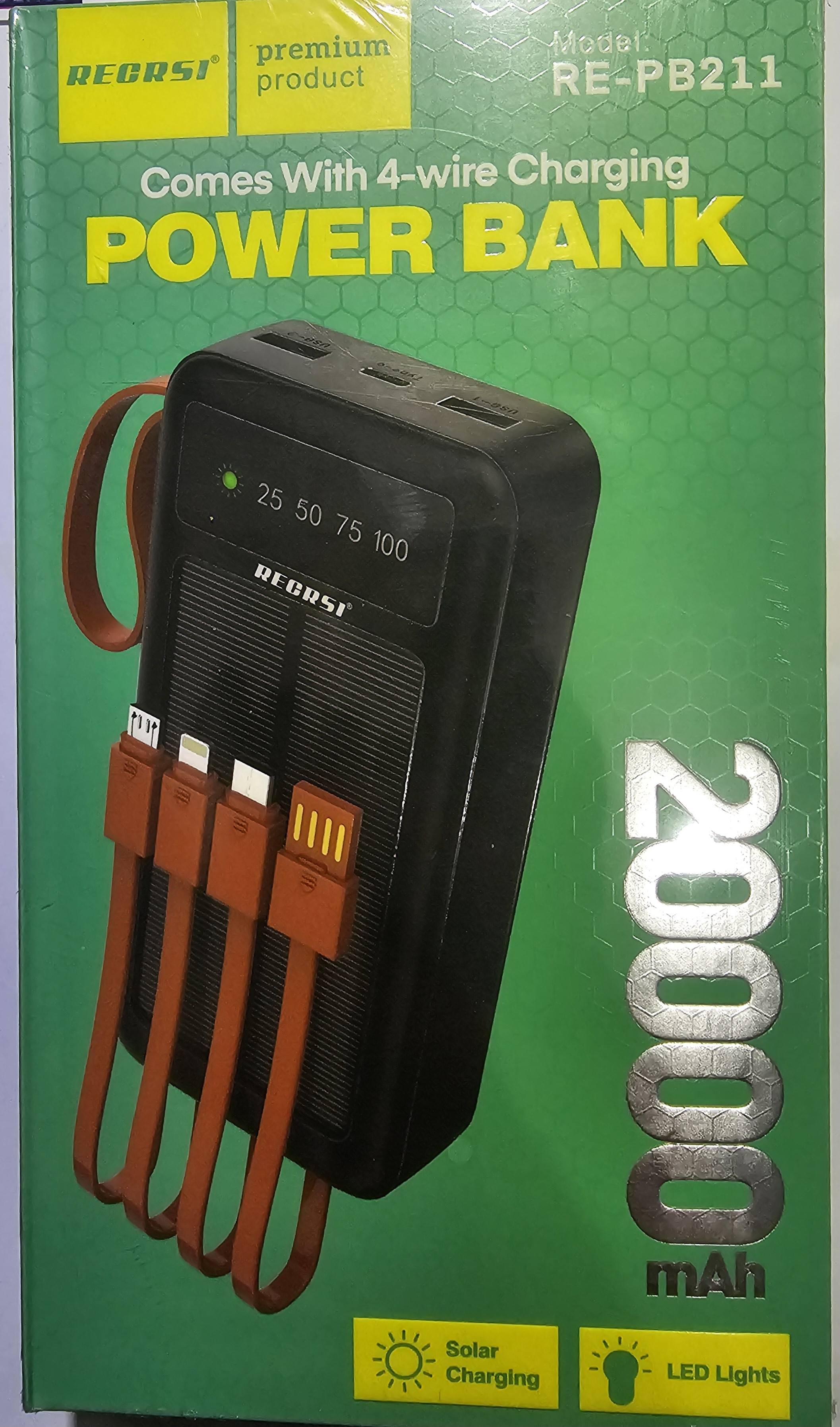 Solar Power Bank 20000mAH Led Light